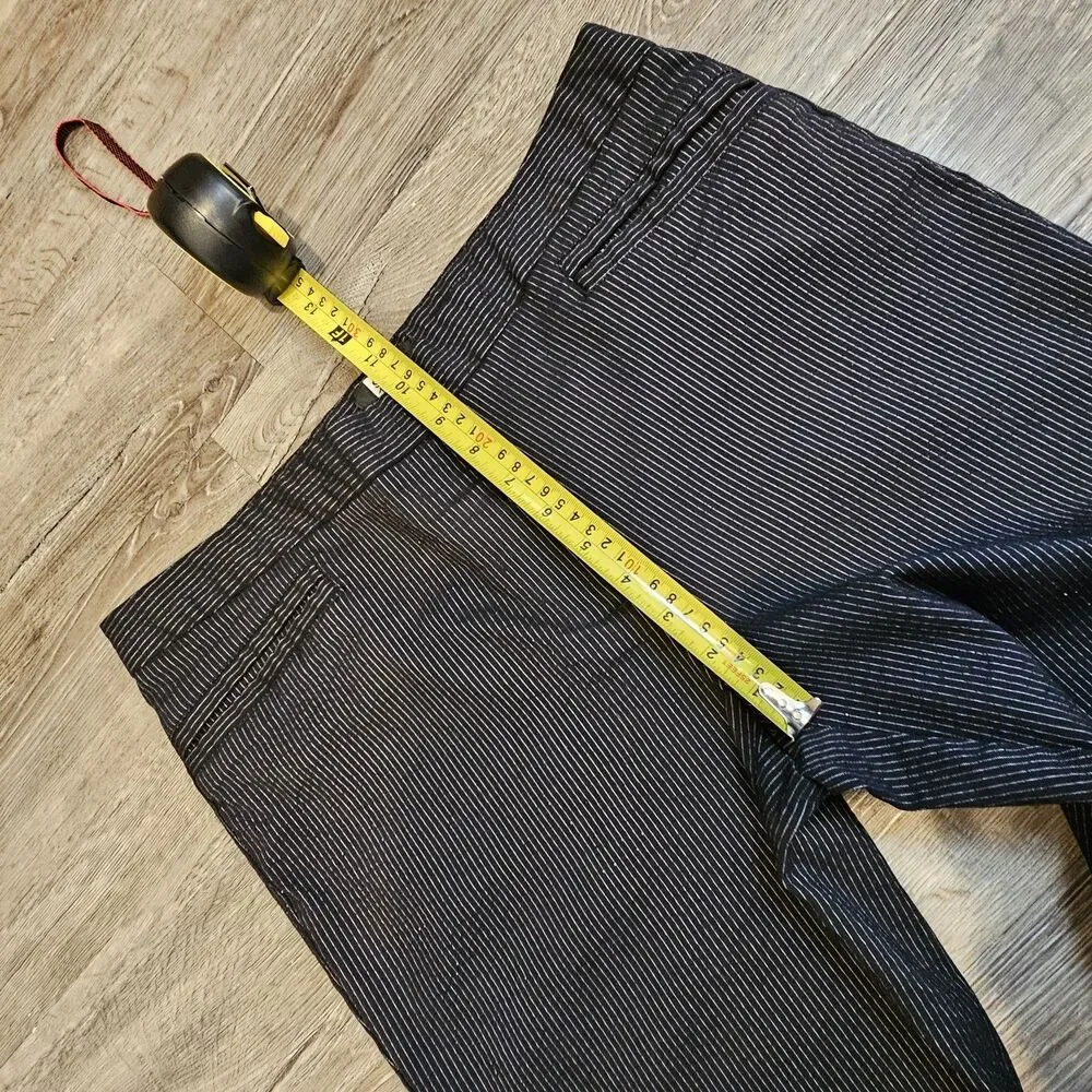 women's black pinstripe capri pants size 14 alt hipster rocker twee y2k 2010s - Picture 3 of 11